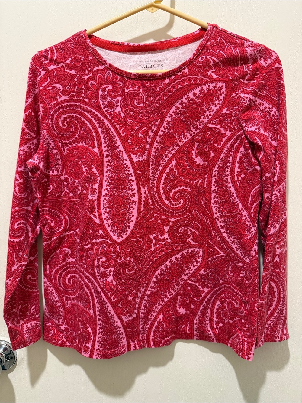 Talbots Pink and Red Paisley Long-Sleeve Top